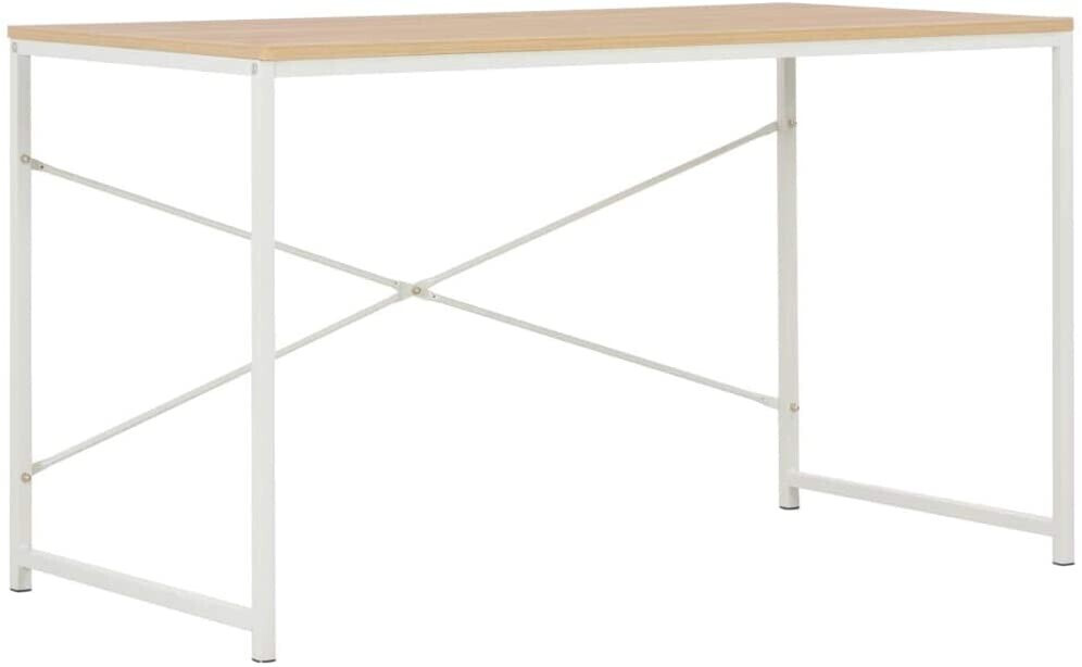 vidaXL Computer Desk Metal Frame - White, Oak