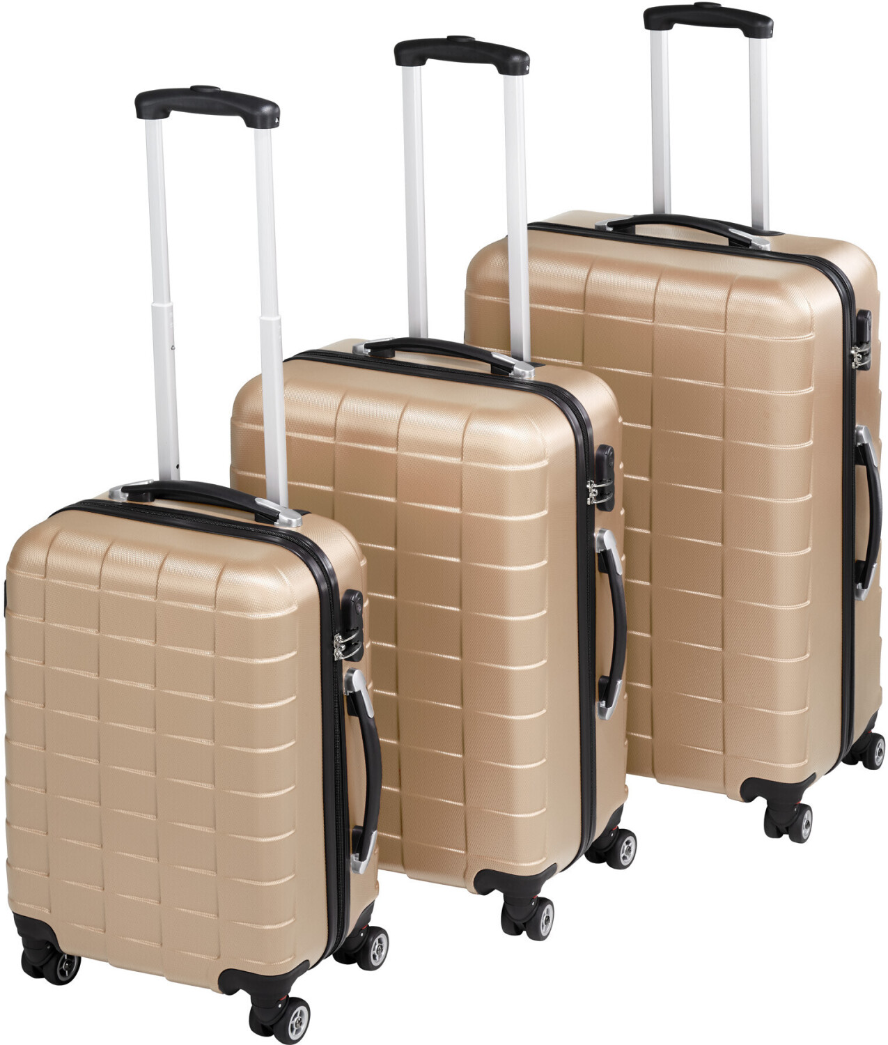 TecTake 4 Wheel Trolley-Set 58/68/76 cm (402669) champagner