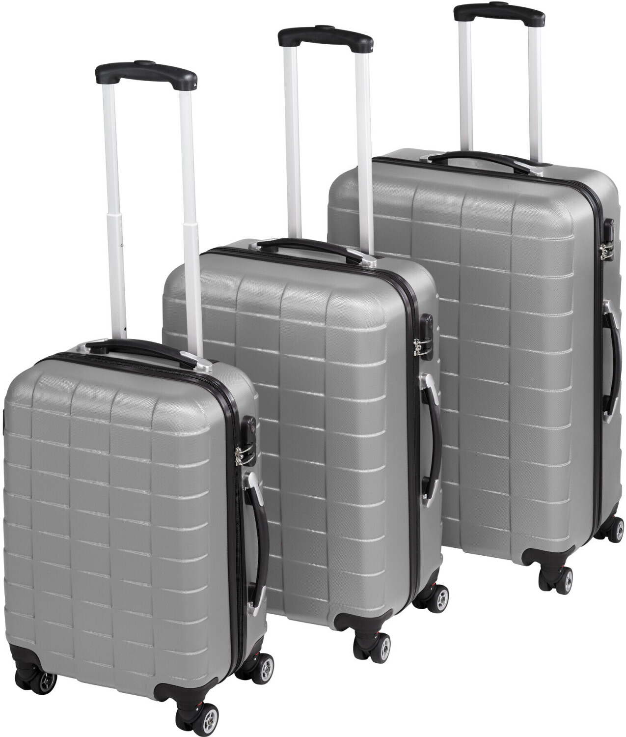 TecTake 4 Wheel Trolley-Set 58/68/76 cm (402669) silver