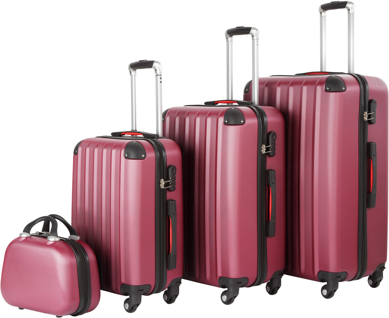 TecTake 4 Wheel Trolley-Set 31/55/65/75 cm (4034) red