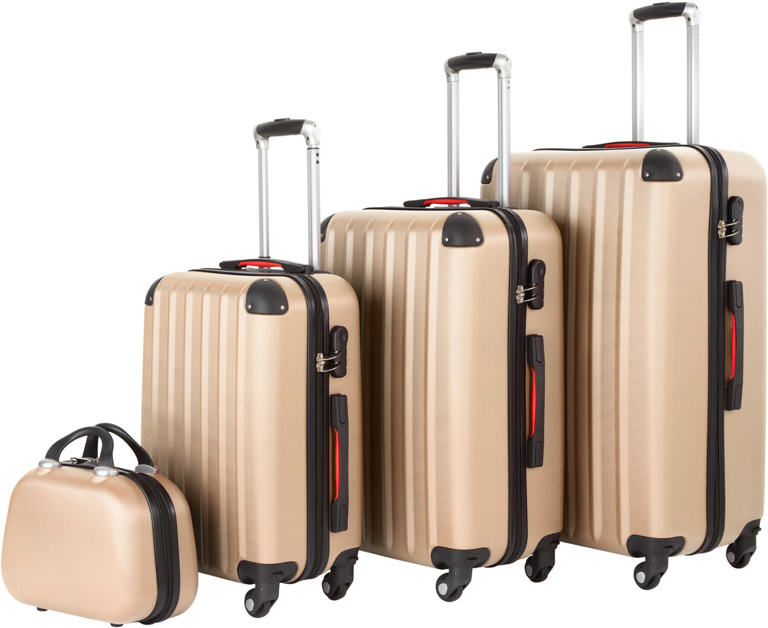 TecTake 4 Wheel Trolley-Set 31/55/65/75 cm (4034) champagner