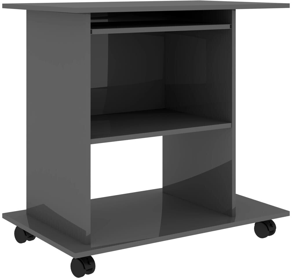 vidaXL Computer Desk Chipboard - High Gloss Grey