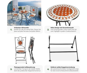 TecTake Gartenmöbel Set Mosaik mit 2 Stühlen und Tisch (TT401637) ab