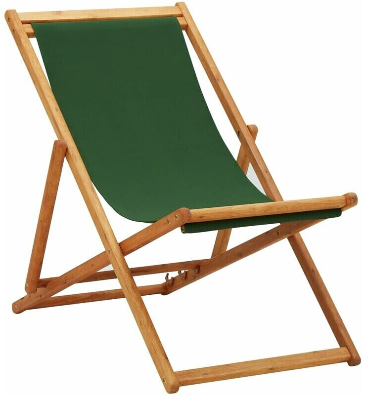 vidaXL Eucalyptus Wood Folding Beach Chair - Green