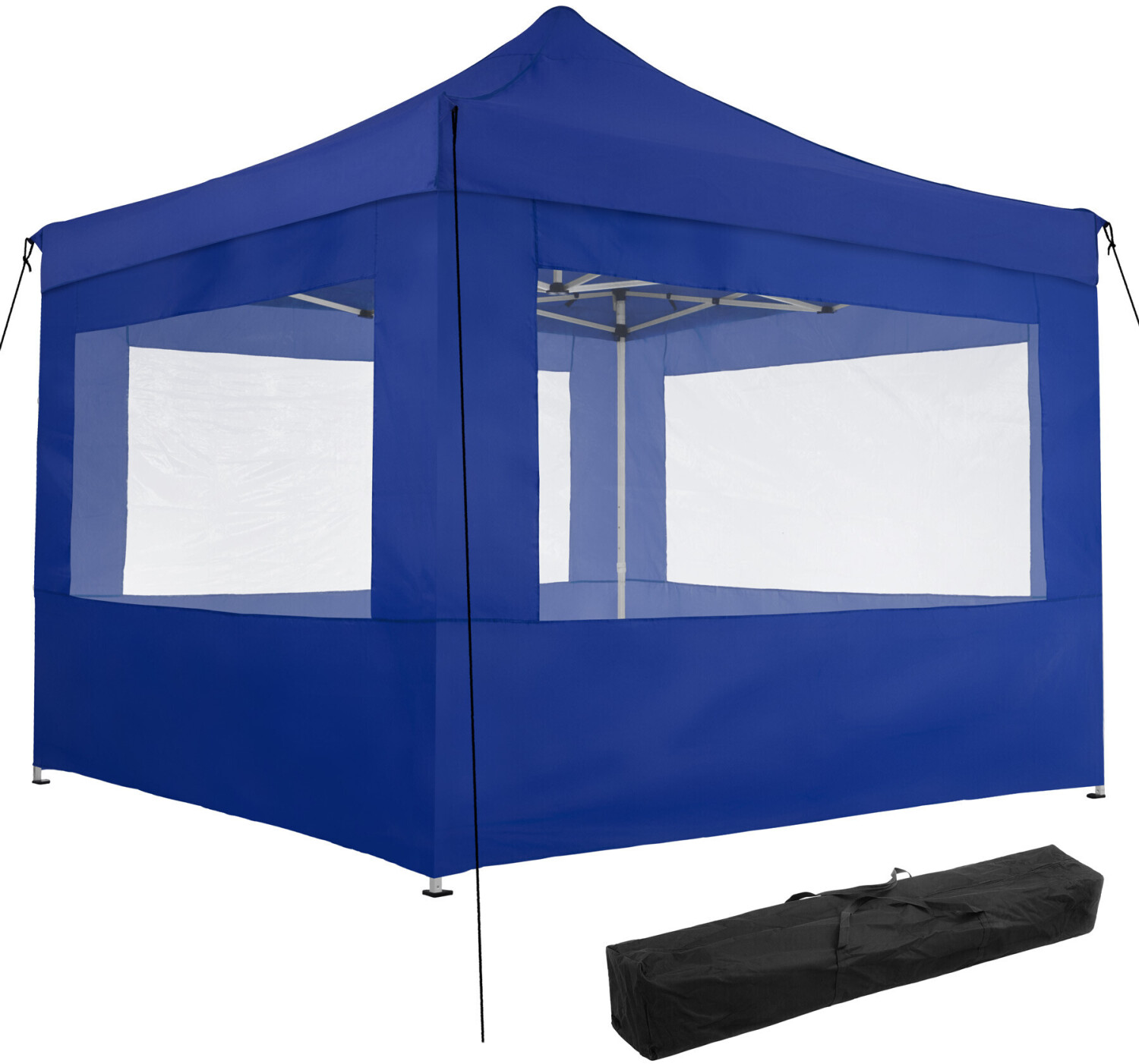 TecTake Foldable garden gazebo 3x3m with 4 side panels blue