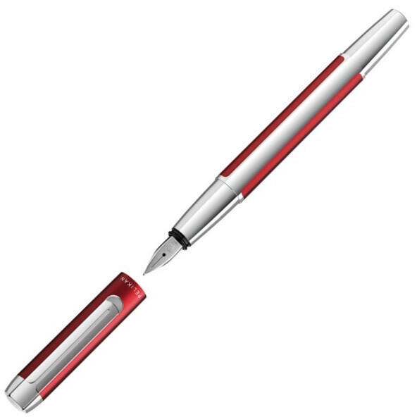 Pelikan Füllhalter Pura P40 In Bordeaux – Mit Extrafeiner EF-Feder Aus Edelstahl, Aluminium-Gehäuse, Im Geschenketui