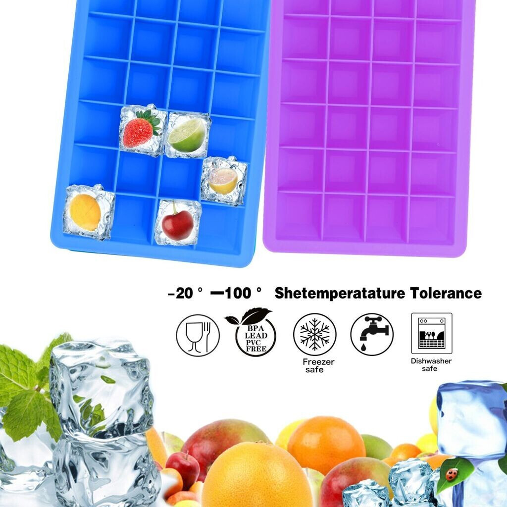 Intirilife 2x ice cube molds with 24 compartments each purple