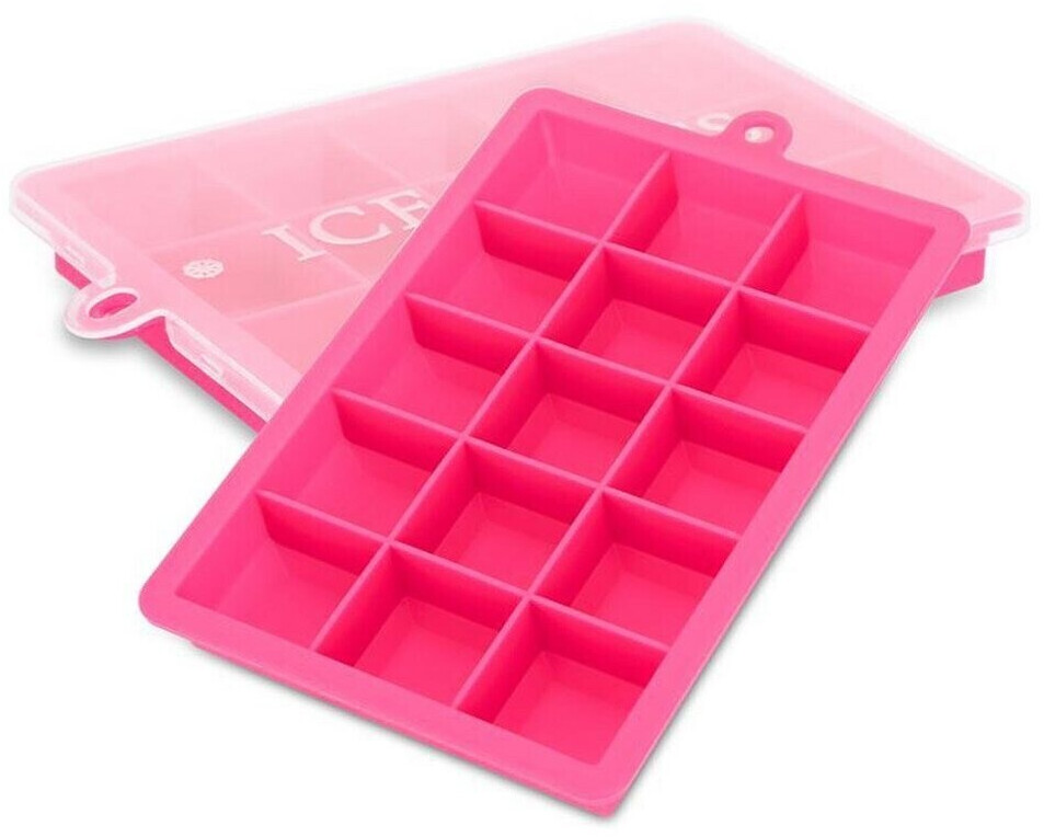 Intirilife 2x ice cube molds with 15 compartments each pink