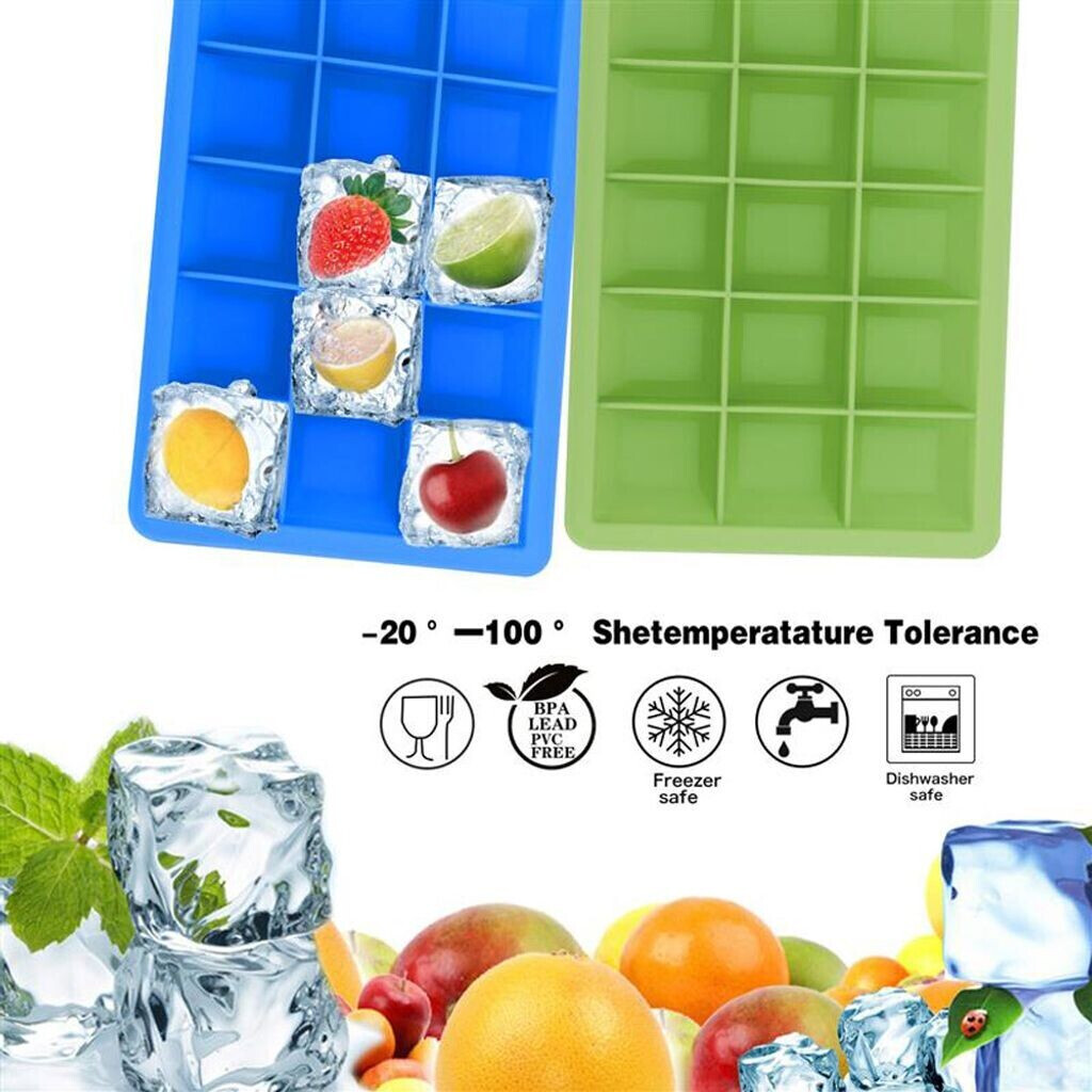 Intirilife 2x ice cube molds with 15 compartments each green