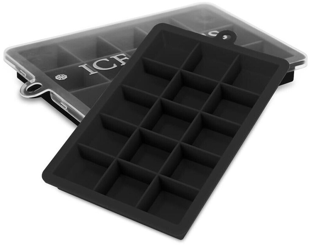 Intirilife 2x ice cube molds with 15 compartments each black