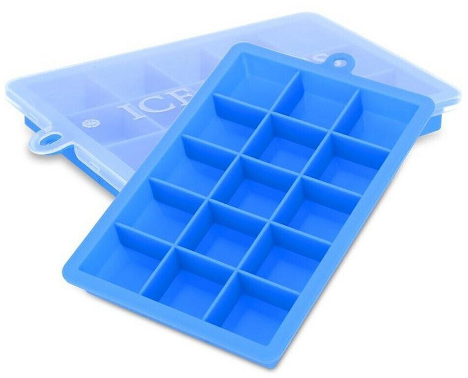 Intirilife 2x ice cube molds with 15 compartments each blue