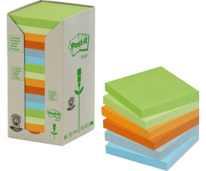 Post-it 654-1RPT Haftnotiz Recycling Pastell Rainbow Notes Tower, 76 x 76  mm, 80 g, 100 Blatt, 16 Block : : Bürobedarf & Schreibwaren