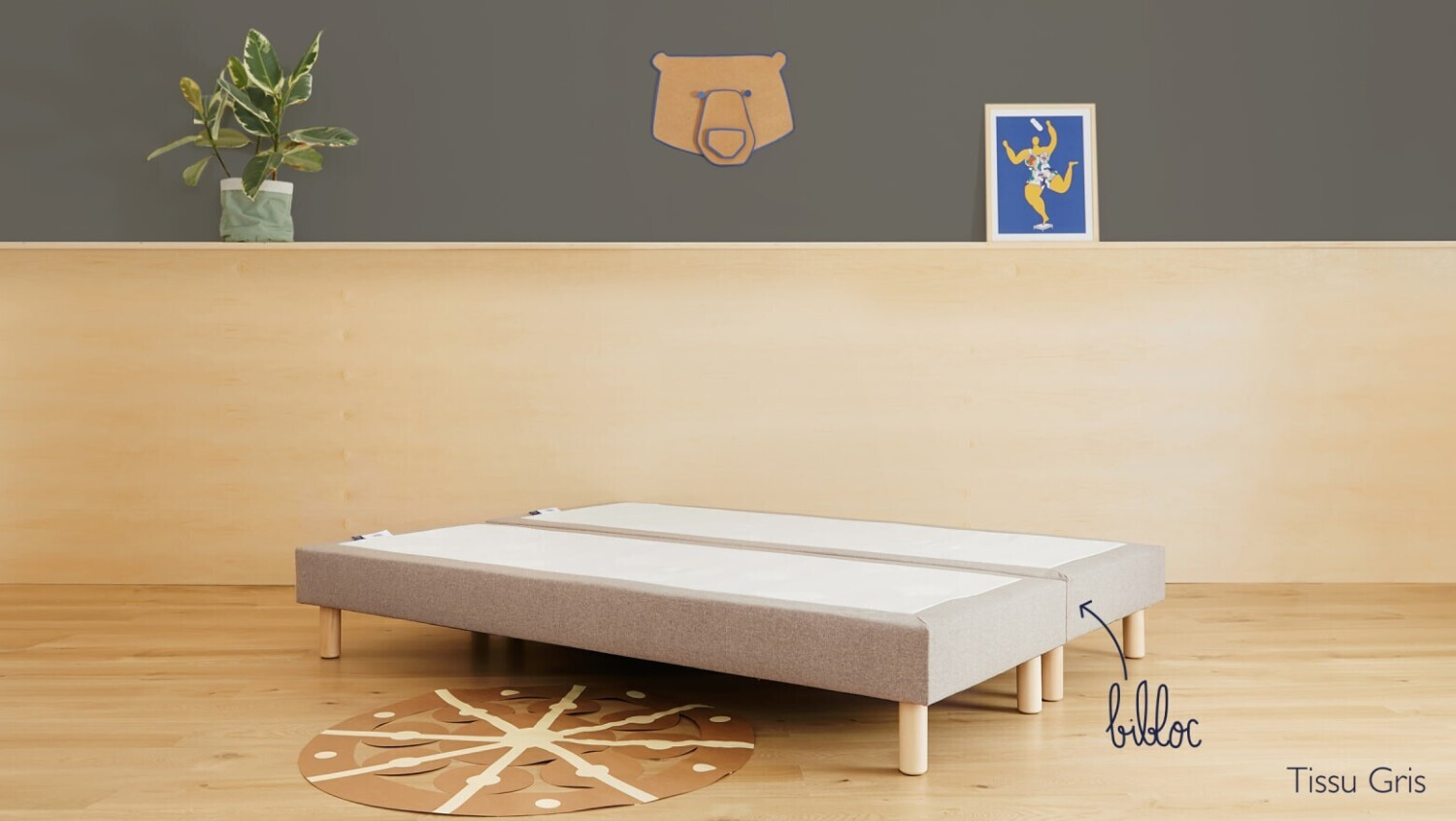 tediber L'incroyable sommier 160 x 200 cm gris