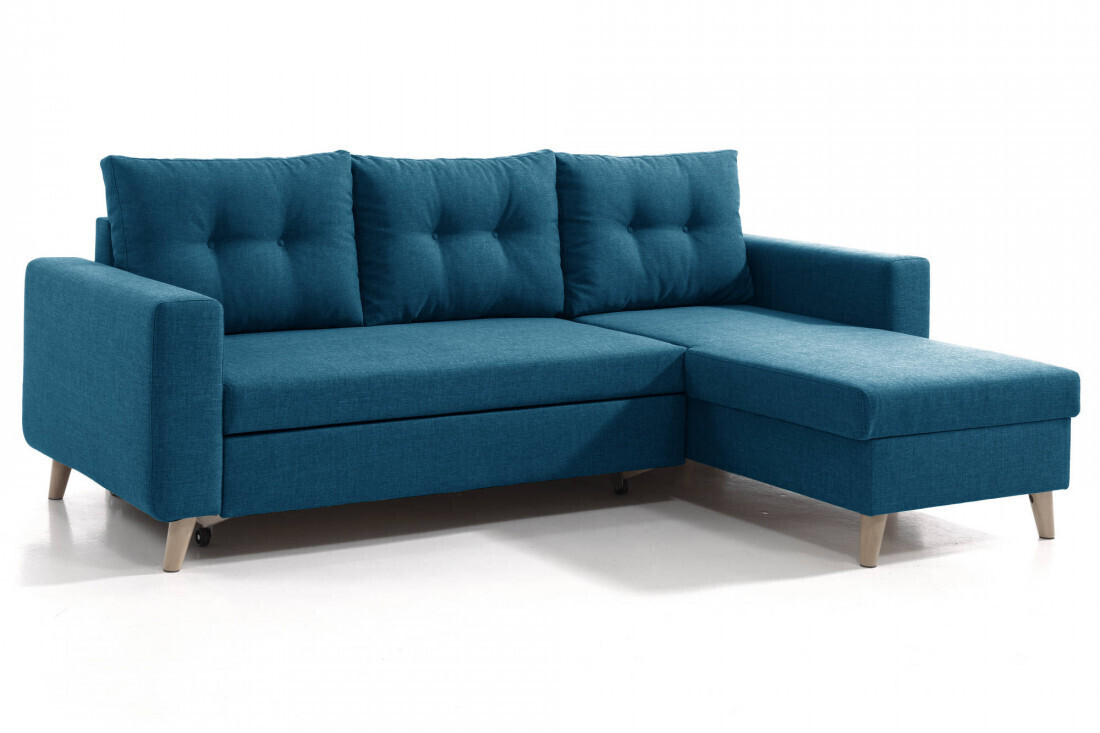 Best mobilier Canapé d'angle réversible Nordic bleu canard