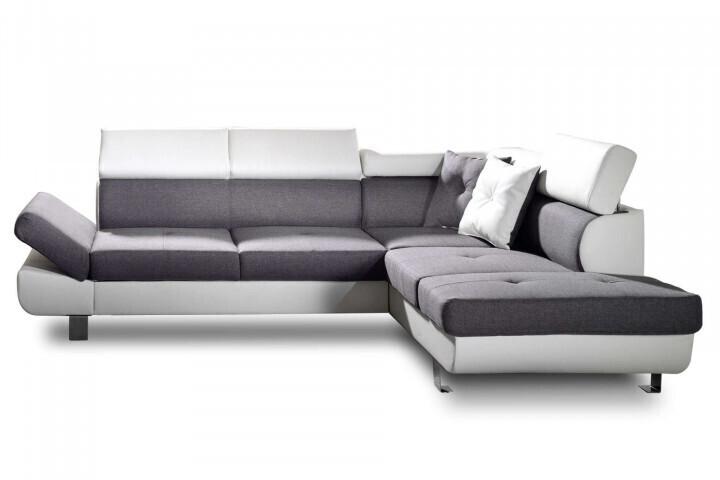 Best mobilier Canapé d'angle droit Lisbona blanc/gris