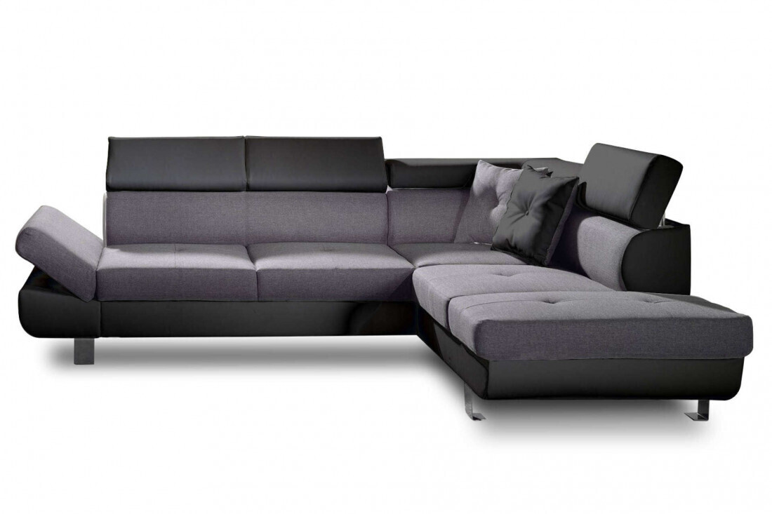 Best mobilier Canapé d'angle droit Lisbona noir/gris