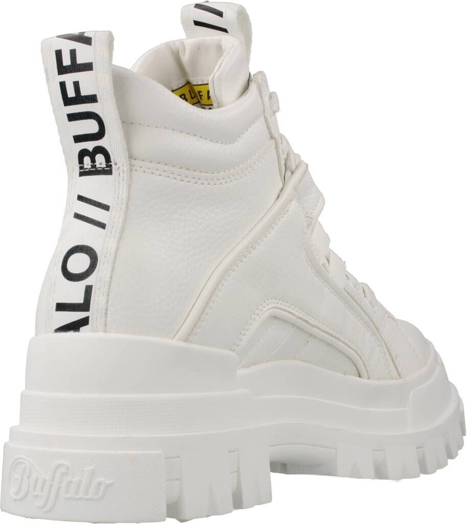buffalo vegan aspha flat ankle boots in white