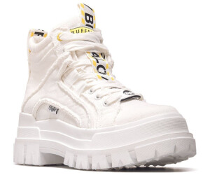 buffalo aspha flat ankle boots in white