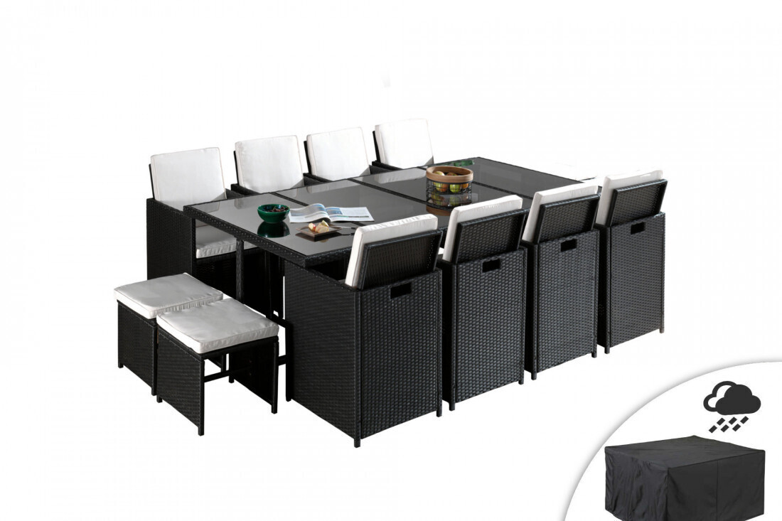 Best mobilier Salon de jardin encastrable 12 places Sophia blanc