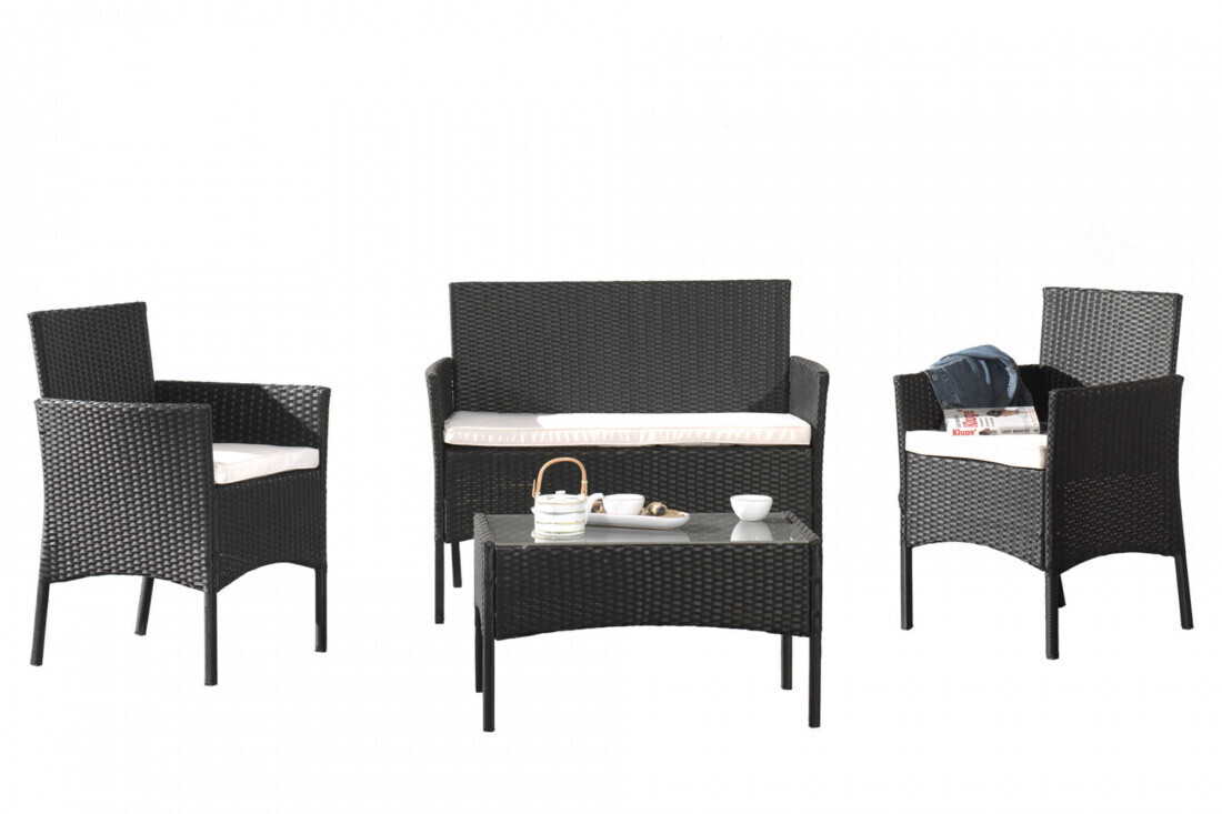 Best mobilier Salon bas de jardin 4 places Marbella coussins beiges