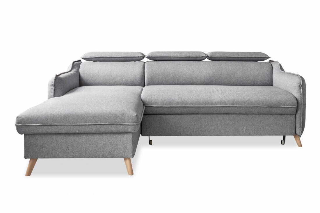 Bobochic Canapé d'angle gauche Marius gris clair