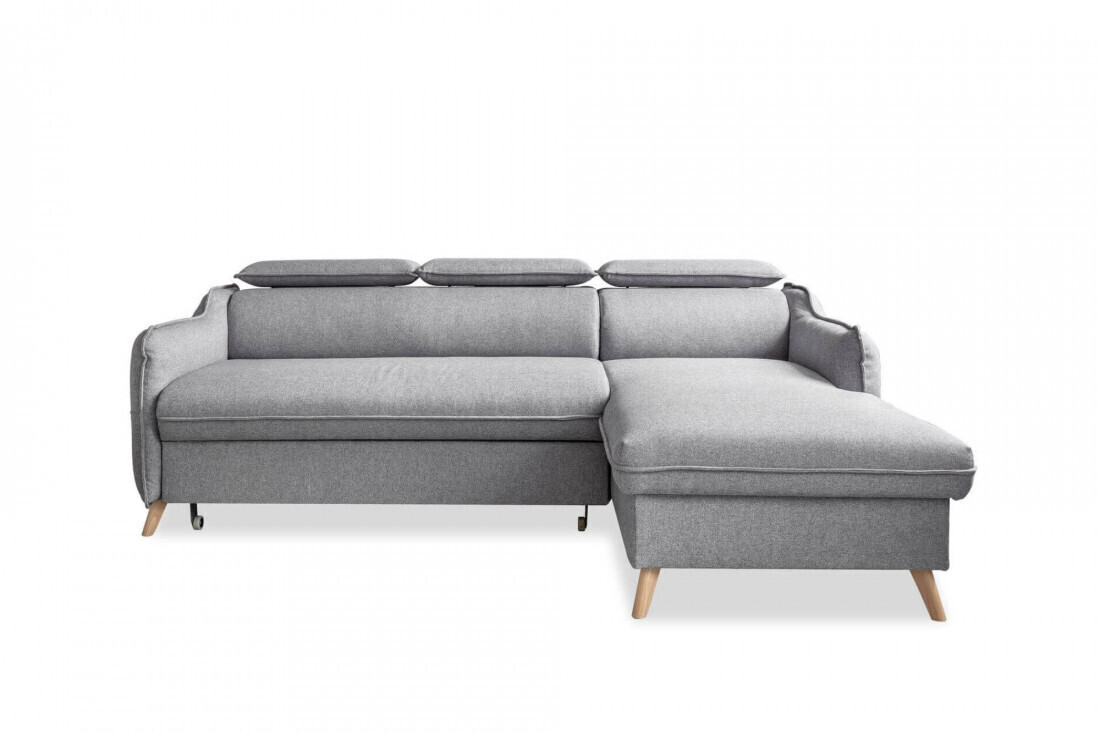 Bobochic Canapé d'angle droit Marius gris clair