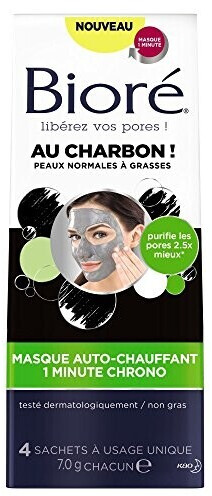 Bioré Masque auto-chauffant 1 minute chrono (4 x 7 g)