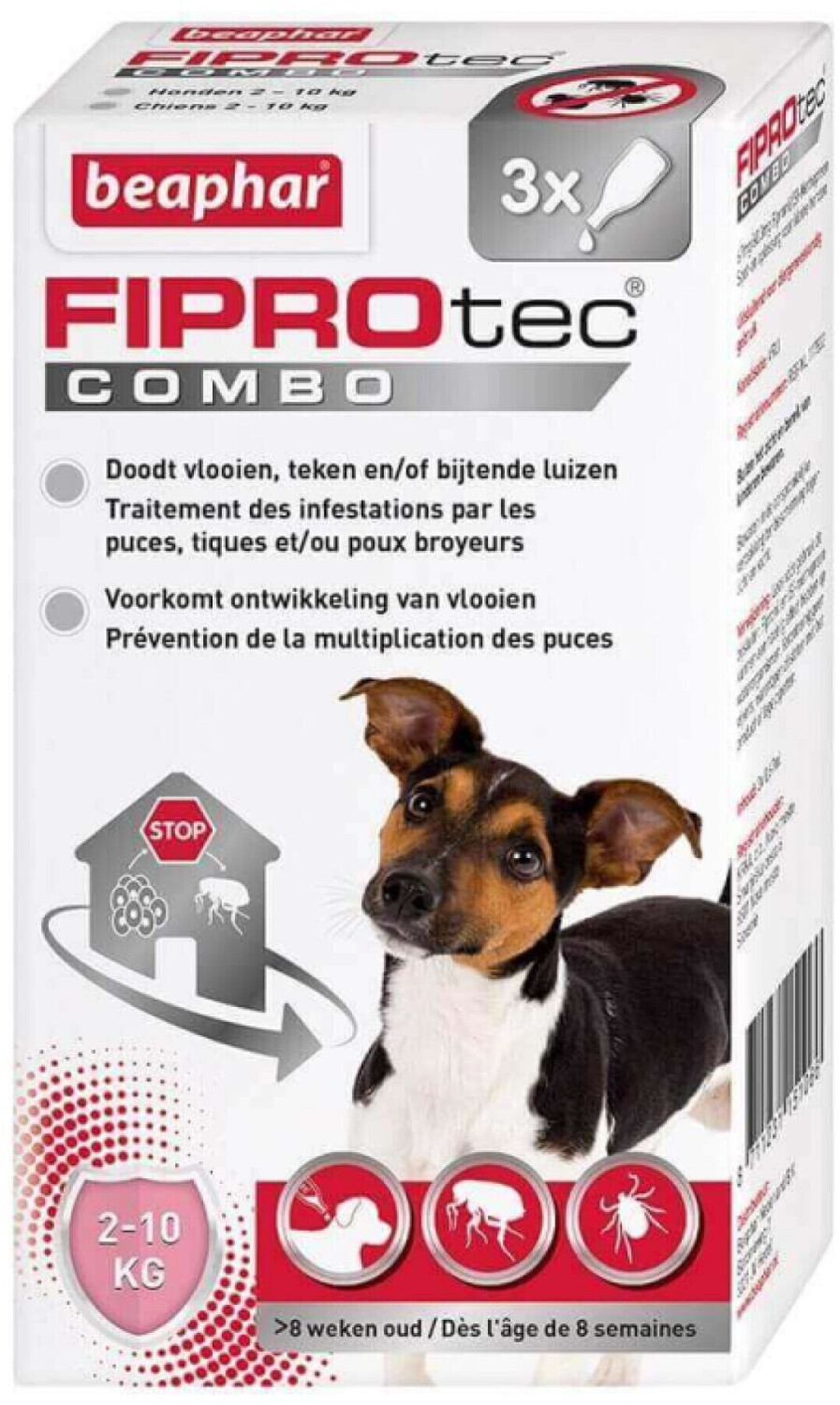 Beaphar Fiprotec Combo chien petit 2-10 kg 3 pipettes