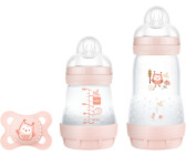 MAM Easy Start Anti-Colic Babyflaschen Set ab Geburt Baby Geschenk Set Flaschen etc. rosa mitwachsende Baby Erstausstattung mit Schnuller