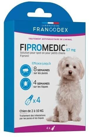 Francodex Fipromedic chiens petits 2-10 kg 67 mg 4 pipettes