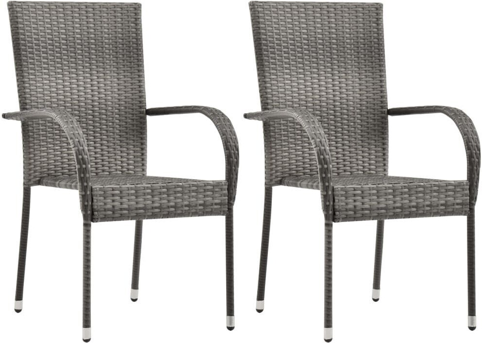 vidaXL Stackable Outdoor Chairs Poly Rattan - Grey (2pcs)