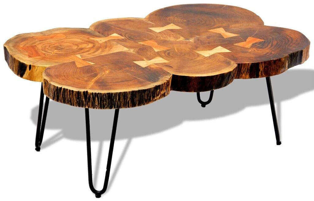 vidaXL Table basse bois de sesham 6 troncs