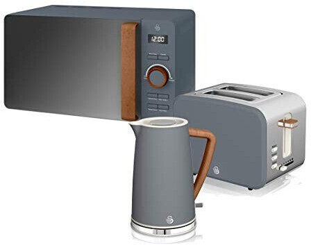 Swan Nordic Digital Microwave + Breakfast Set Grey