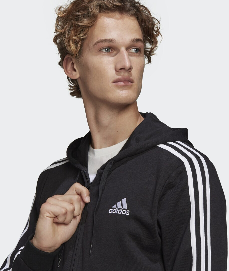 Adidas Men Sportswear Essentials French Terry 3 Stripes Full Zip Hoodie black GK9032 au meilleur prix sur idealo