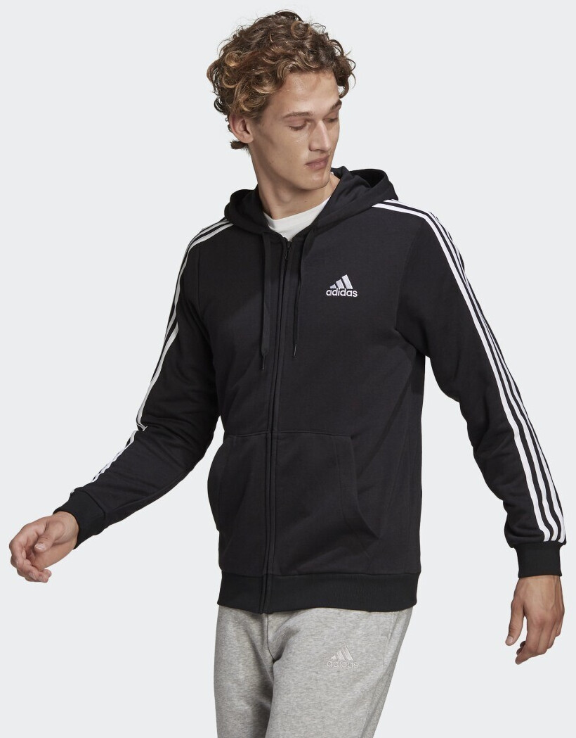 Adidas Men Sportswear Essentials French Terry 3 Stripes Full Zip Hoodie black GK9032 au meilleur prix sur idealo