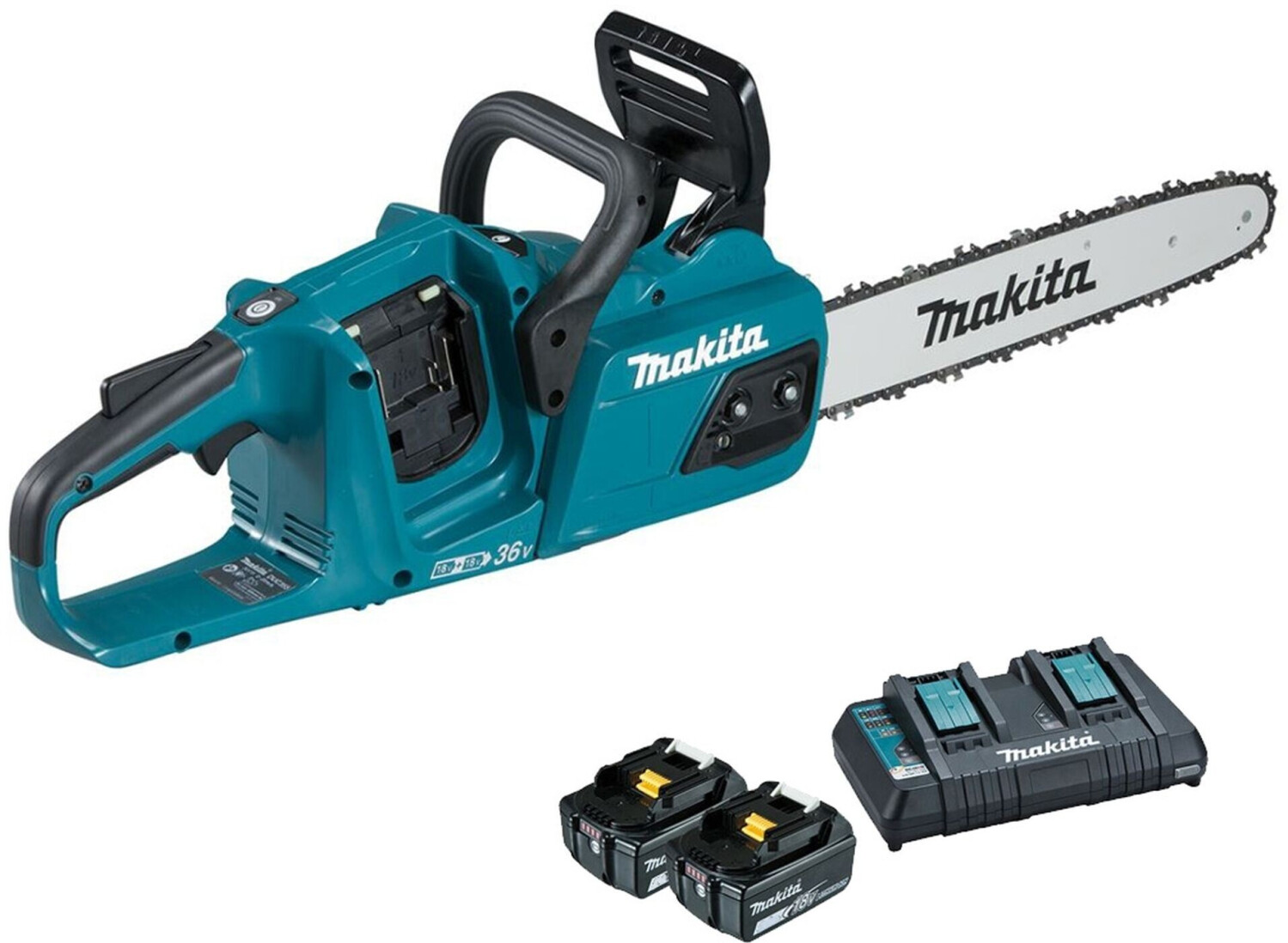 Makita Tronçonneuse sans fil DUC356PT2B (2x batterie 5 Ah + chargeur)