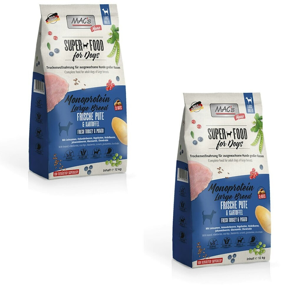 MAC's Dog Adult Trockenfutter Monoprotein Large Breed Pute & Kartoffel  Trockenfutter ab 20,96  inkl. Versand | Vergleiche 41 Angebote auf  idealo.de