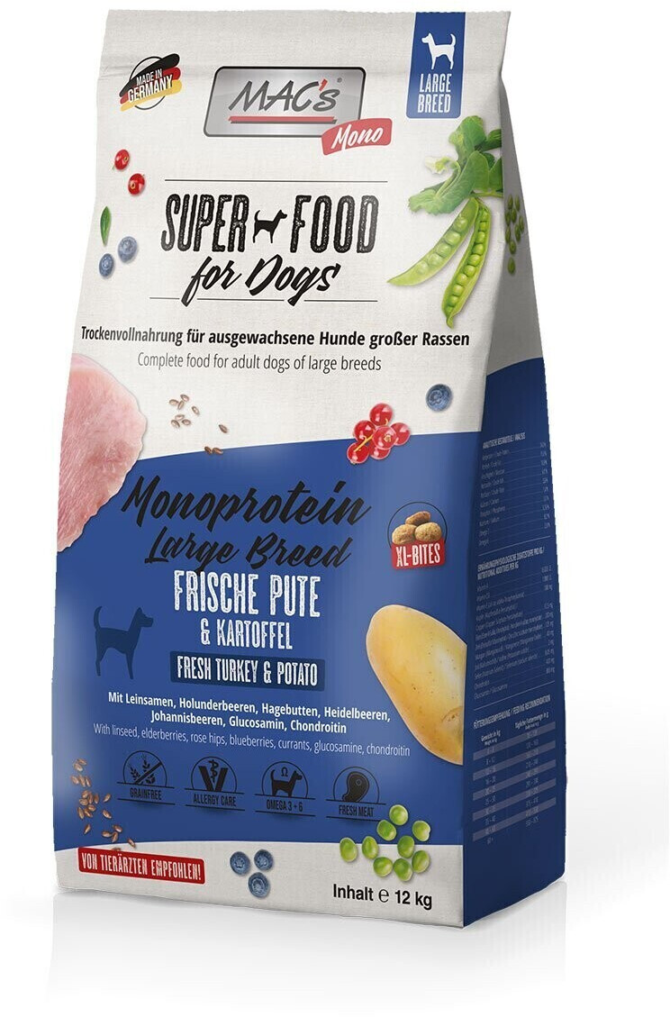 MAC's Dog Adult Dry Food Monoprotein Large Breed Turkey & Potato dry food