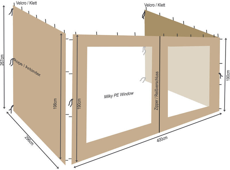 QUICK STAR Curtains for Annex Pavilion Rank 300 x 400 cm Sand