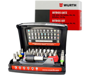 Würth Bitbox 33-teilig mit Bithalter Gürtelclip Bitsatz Kunststoff-Box Bits Set 