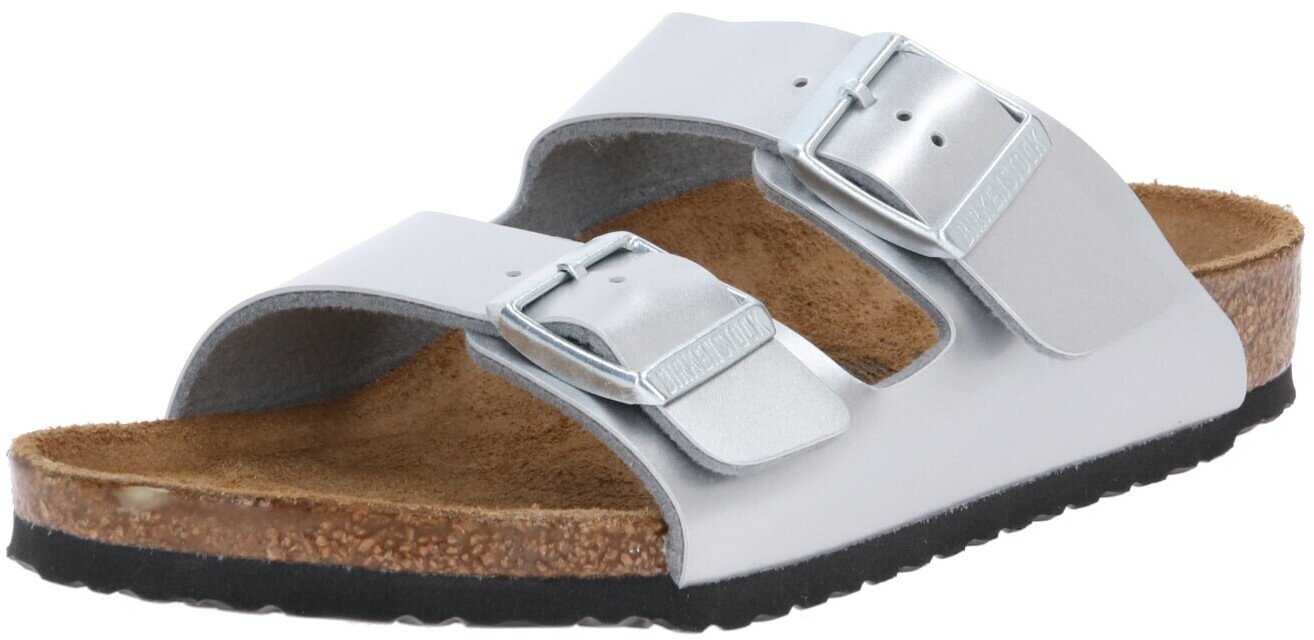 Birkenstock Arizona Kids Birko Flor schmal metallic silver ab 33 99 Preisvergleich bei idealo