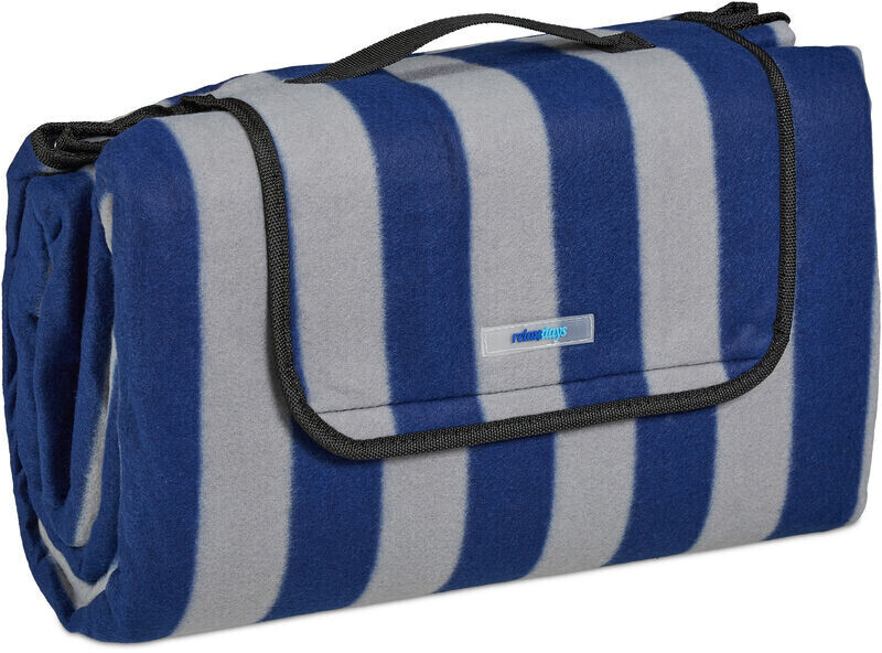 Relaxdays Couverture pique-nique 200 x 200 cm bleu/gris