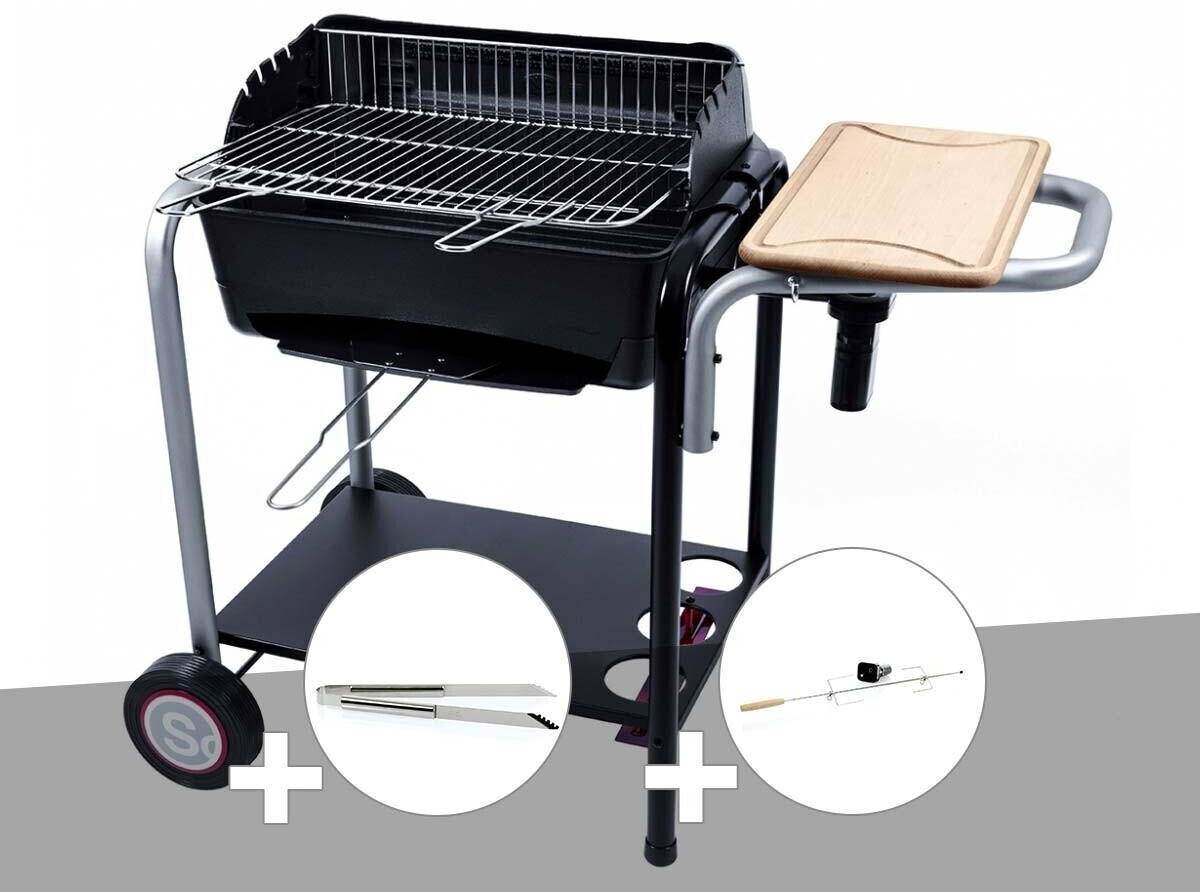 Somagic Barbecue charbon Roma+ Pince inox + Kit tournebroche