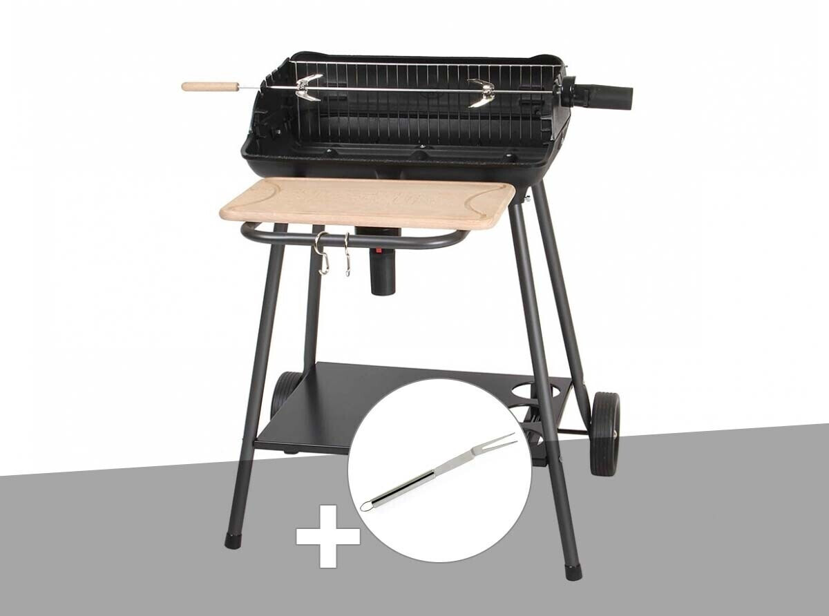 Somagic Barbecue charbon Bergamo + Fourchette en inox
