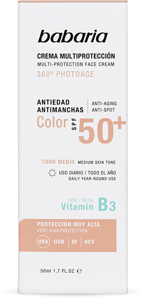 Babaria Photoage Multi-Protection Face Cream Color SPF 50+ (50 ml)