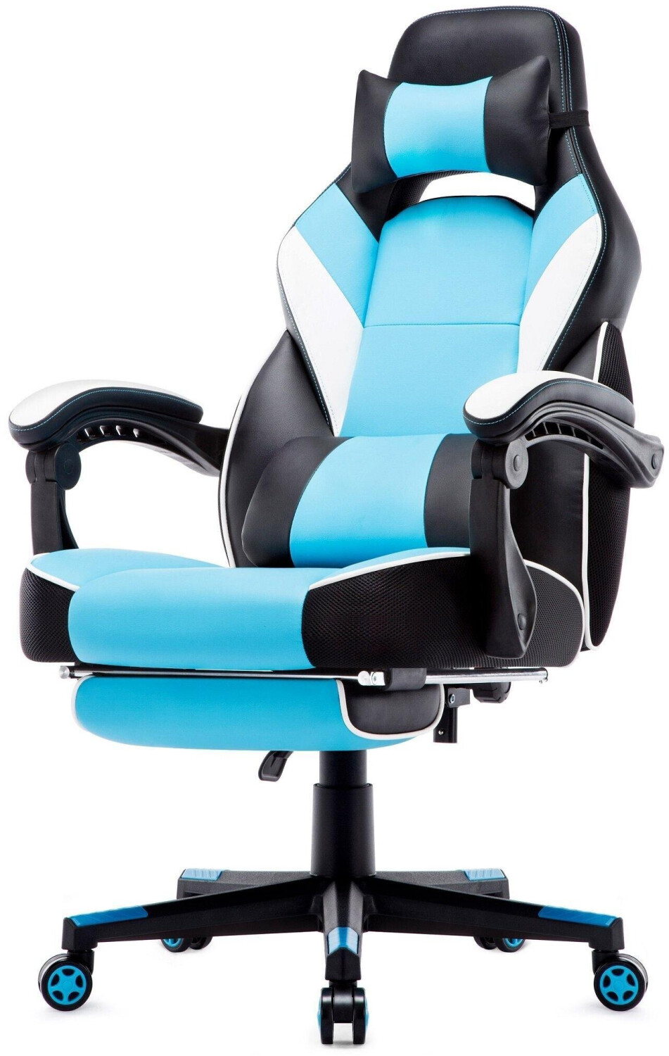 IntimaTe WM Heart Rally Gaming Racing Chair Leather with Retractable Footrest-Basic Blue