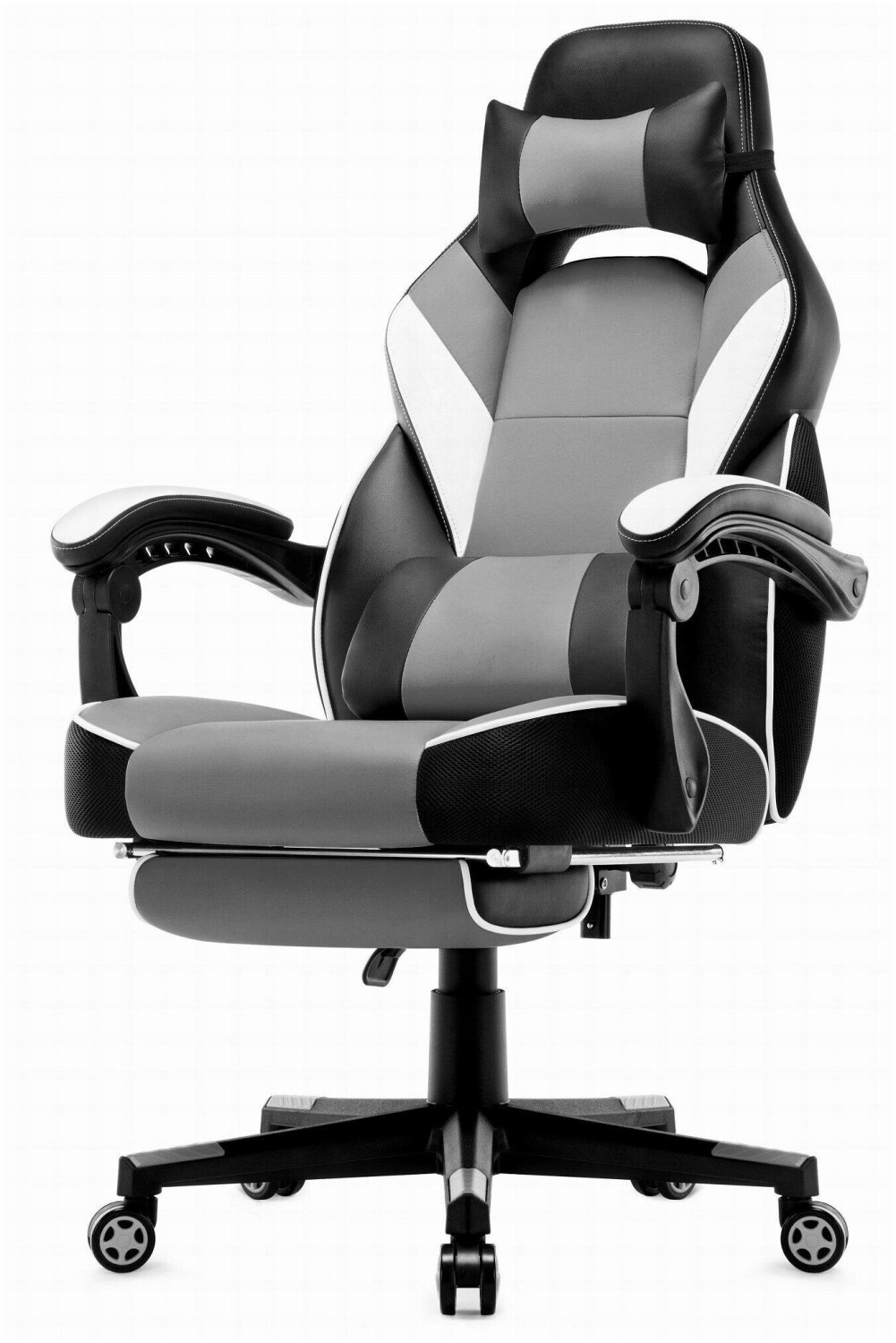 IntimaTe WM Heart Rally Gaming Racing Chair en cuir avec repose-pieds rétractable basique gris
