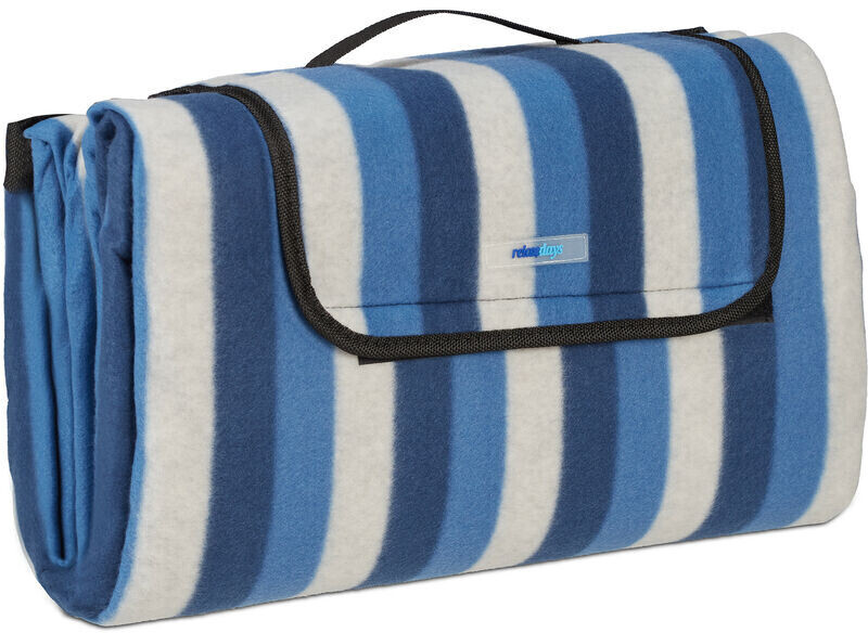 Relaxdays Couverture pique-nique 200 x 200 cm bleu/blanc