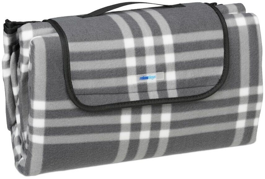 Relaxdays Couverture pique-nique 200 x 200 cm gris