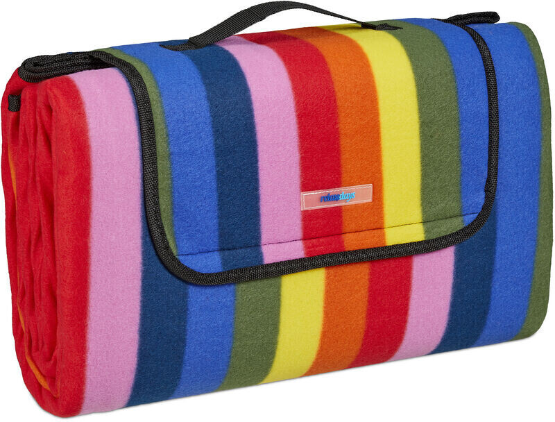 Relaxdays Couverture pique-nique 200 x 200 cm arc-en-ciel